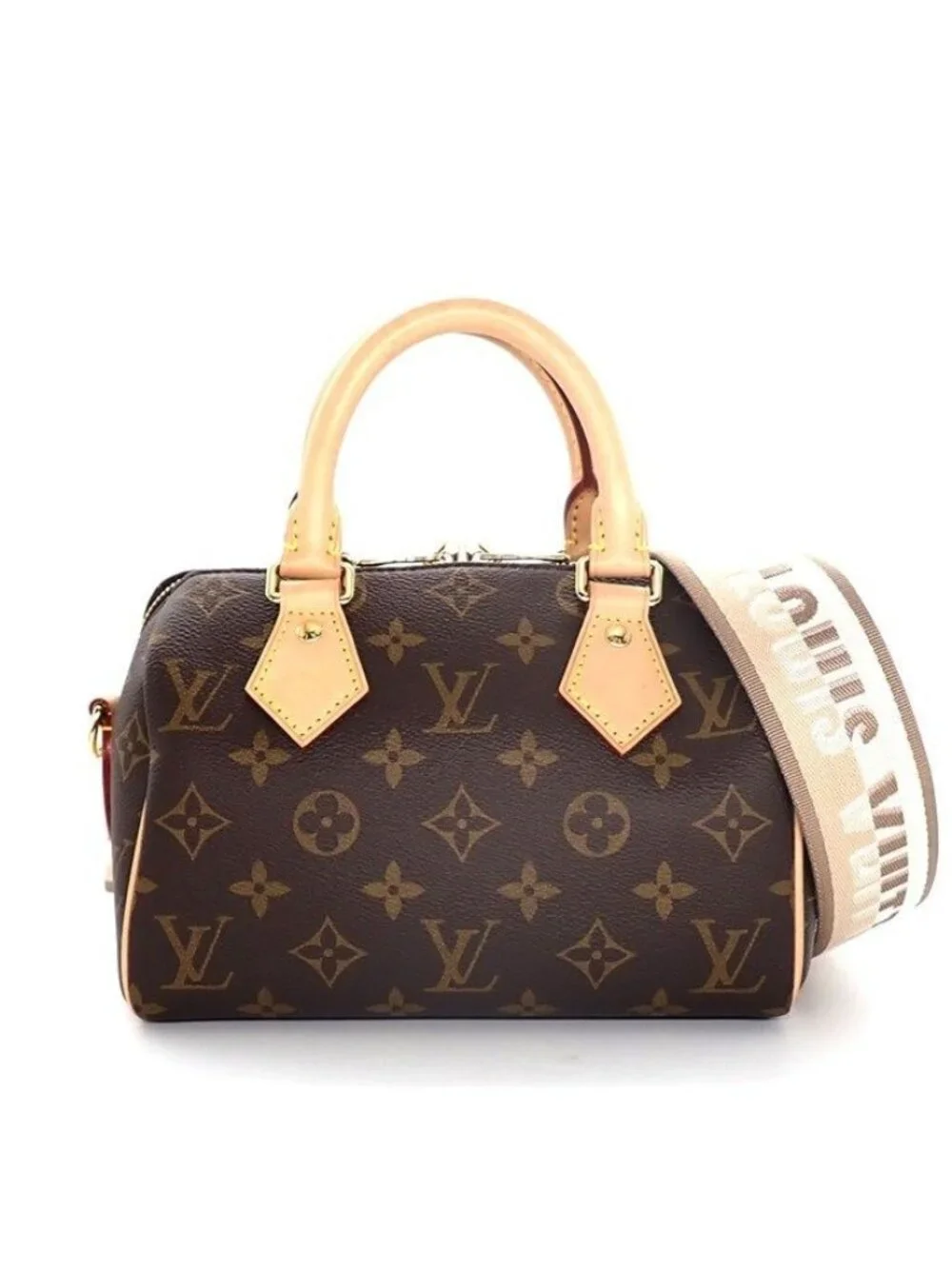 Louis Vuitton Shoulder Bag Speedy Bandouliere 20 Beige Monogram Canvas Vachetta